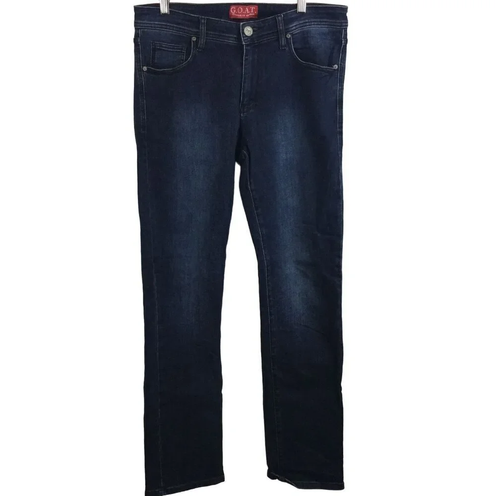 G.O.A.T. Men Greatest Of All Time Derek Straight Leg Denim Jeans Blue Size 33x32